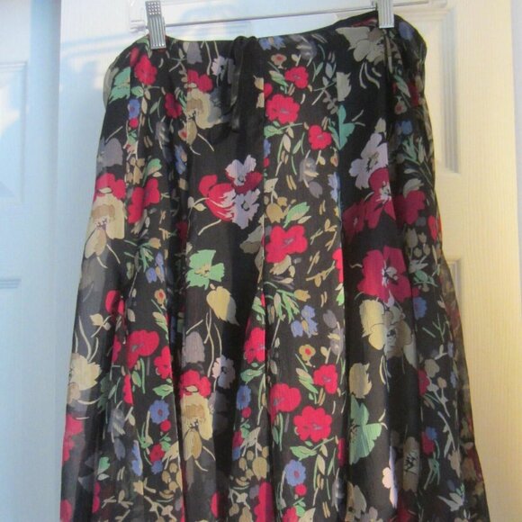 RALPH LAUREN black floral chiffon skirt Women 8 NWT $125